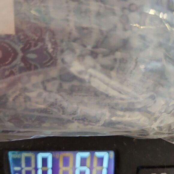 J Jill Blue Geometric Blouse Sz Lg Petite Rayon vneck - Picture 9 of 9